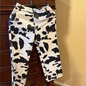 SHEIN Black and White Cow Print woman Pants